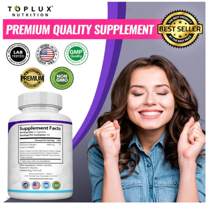 ✨ Colágeno Peptides Topplux Premium 90 Cáps – Piel Radiante & Cabello Fuerte 🌸