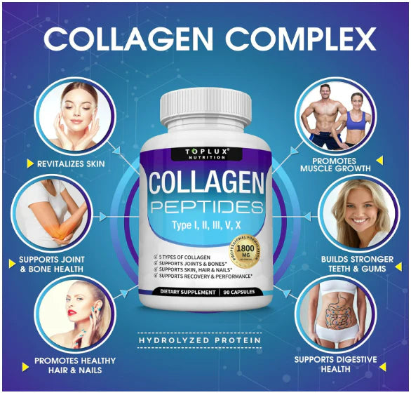 ✨ Colágeno Peptides Topplux Premium 90 Cáps – Piel Radiante & Cabello Fuerte 🌸