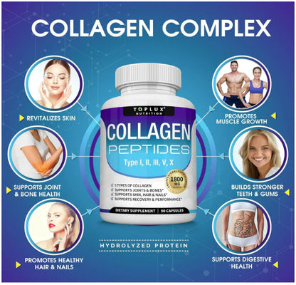 ✨ Colágeno Peptides Topplux Premium 90 Cáps – Piel Radiante & Cabello Fuerte 🌸