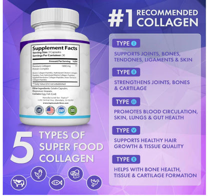 ✨ Colágeno Peptides Topplux Premium 90 Cáps – Piel Radiante & Cabello Fuerte 🌸